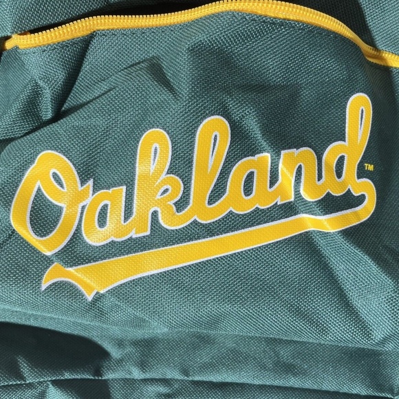 Oakland Athletics A’s MLB Backpack Promotional Stripes Bag Green Yellow White - Picture 10 of 13